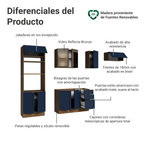 Combo Completo de Cocina 270 cm 9 Puertas 3 Cajones Marrón/Azul Vik Madesa