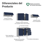 Combo completo de Cocina 280 cm 6 Puertas 3 Cajones Sin Mesada Blanco/Azul Vik Madesa