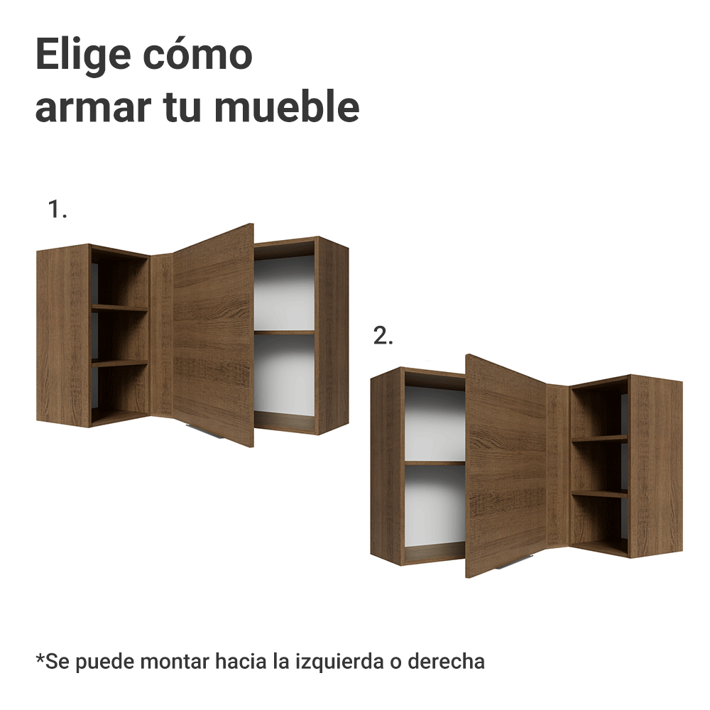 Alacena Esquinera para Dormitorio 1 Puerta y 3 Nichos Marrón Neo Madesa
