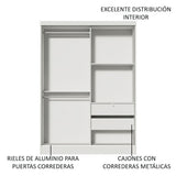 Habitación Completa con Placard Luke 2 Purtas de Espejo y Respaldo de cama con 2 Mesas de Luz Madesa Blanco