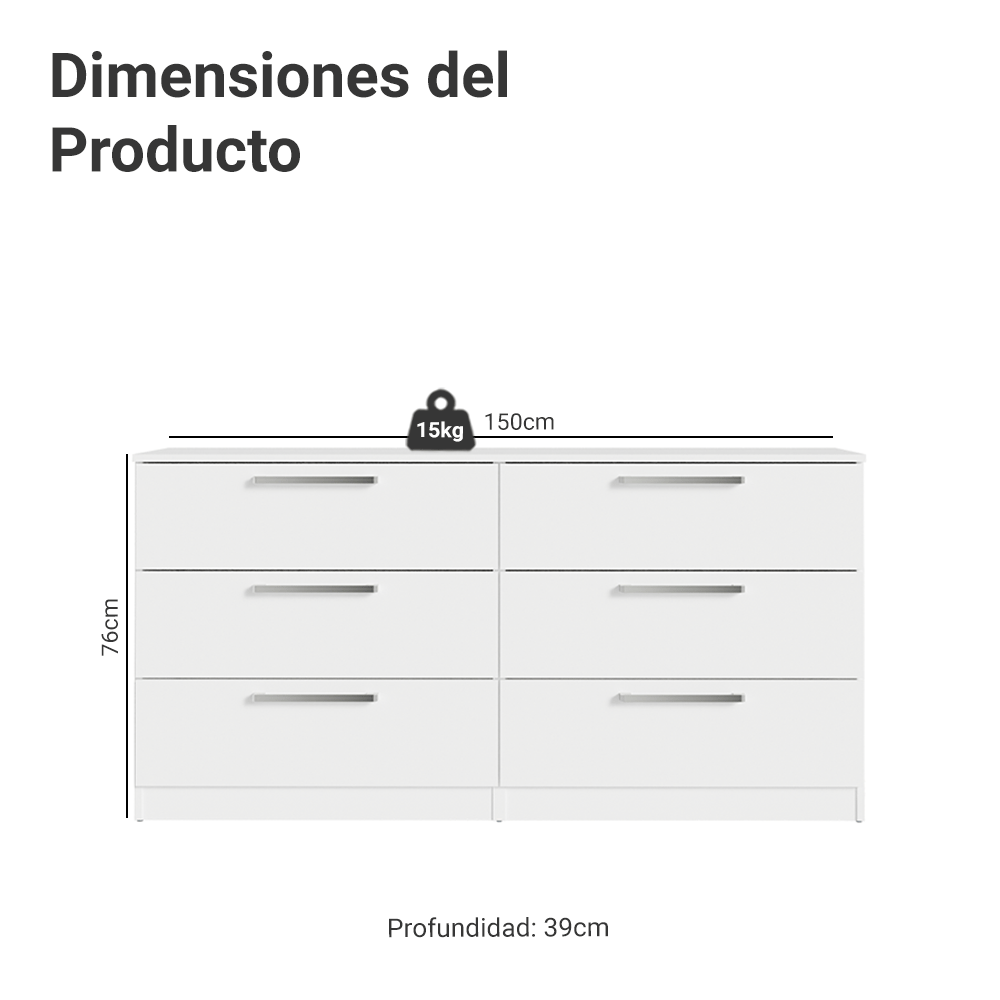Kit Dormitorio Infantil Madesa Placard y Chifonier 6 Cajones BB 02