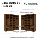 Placard Closet Esquinero 522 cm 8 Cajones Marrón Venus Madesa