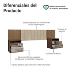 Respaldo de Cama Extensible Tapizado con 2 Mesas de Luz Espejadas Marrón/Imperial Madesa