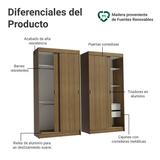Conjunto 2 Placares 4 Puertas Corredizas Marrón Tokio Madesa