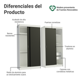 Conjunto 2 Placares 4 Puertas Corredizas Blanco/Negro Tokio Madesa