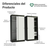 Conjunto 2 Placares 4 Puertas Corredizas Negro/Blanco Tokio Madesa