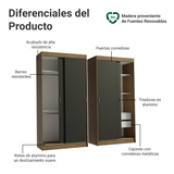 Conjunto 2 Placares 4 Puertas Corredizas Marrón/Negro Tokio Madesa