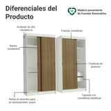 Conjunto 2 Placares 4 Puertas Corredizas Blanco/Marrón Tokio Madesa