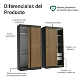 Conjunto 2 Placares 4 Puertas Corredizas Negro/Marrón Tokio Madesa
