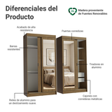 Conjunto 2 Placares 4 Puertas Corredizas con 2 Espejos Marrón Tokio Madesa