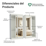 Conjunto 2 Placares 4 Puertas Corredizas con 4 Espejos Blanco Tokio Madesa