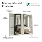 Conjunto 2 Placares 4 Puertas Corredizas con 4 Espejos Blanco/Negro Tokio Madesa