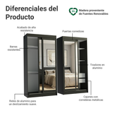 Conjunto 2 Placares 4 Puertas Corredizas con 4 Espejos Negro Tokio Madesa