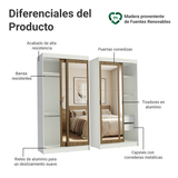 Conjunto 2 Placares 4 Puertas Corredizas con 4 Espejos Blanco/Marrón Tokio Madesa