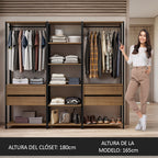 Placard Abierto 199 cm 4 Cajones Marrón/Negro Valencia Madesa