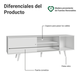 Rack para TV hasta 80 pulgadas 160 cm Con Patas Torino Blanco