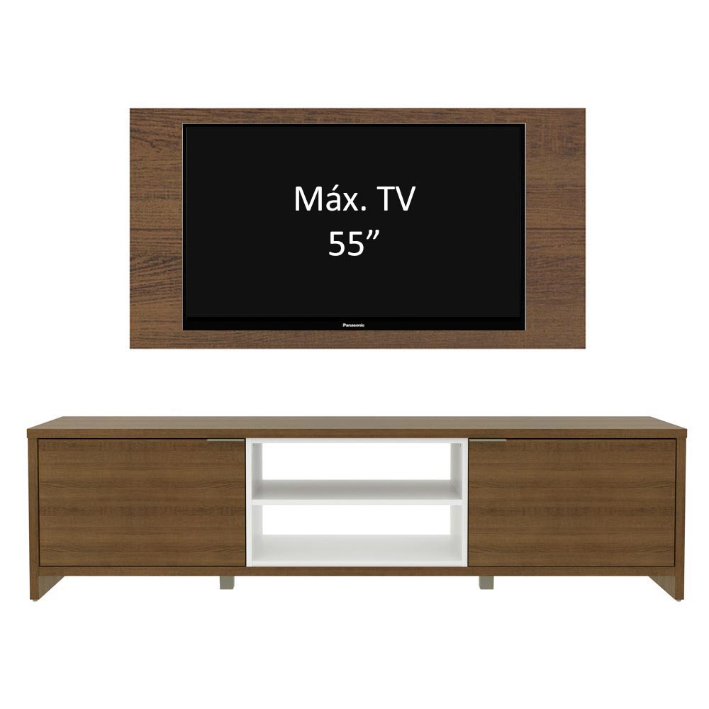 Rack para TV Madesa Metz con Panel de TV hasta 55 Pulgadas Marrón/Blanco/Marrón