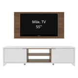 Rack Madesa Metz con Panel para TV hasta 55 Pulgadas Blanco/Marrón/Marrón