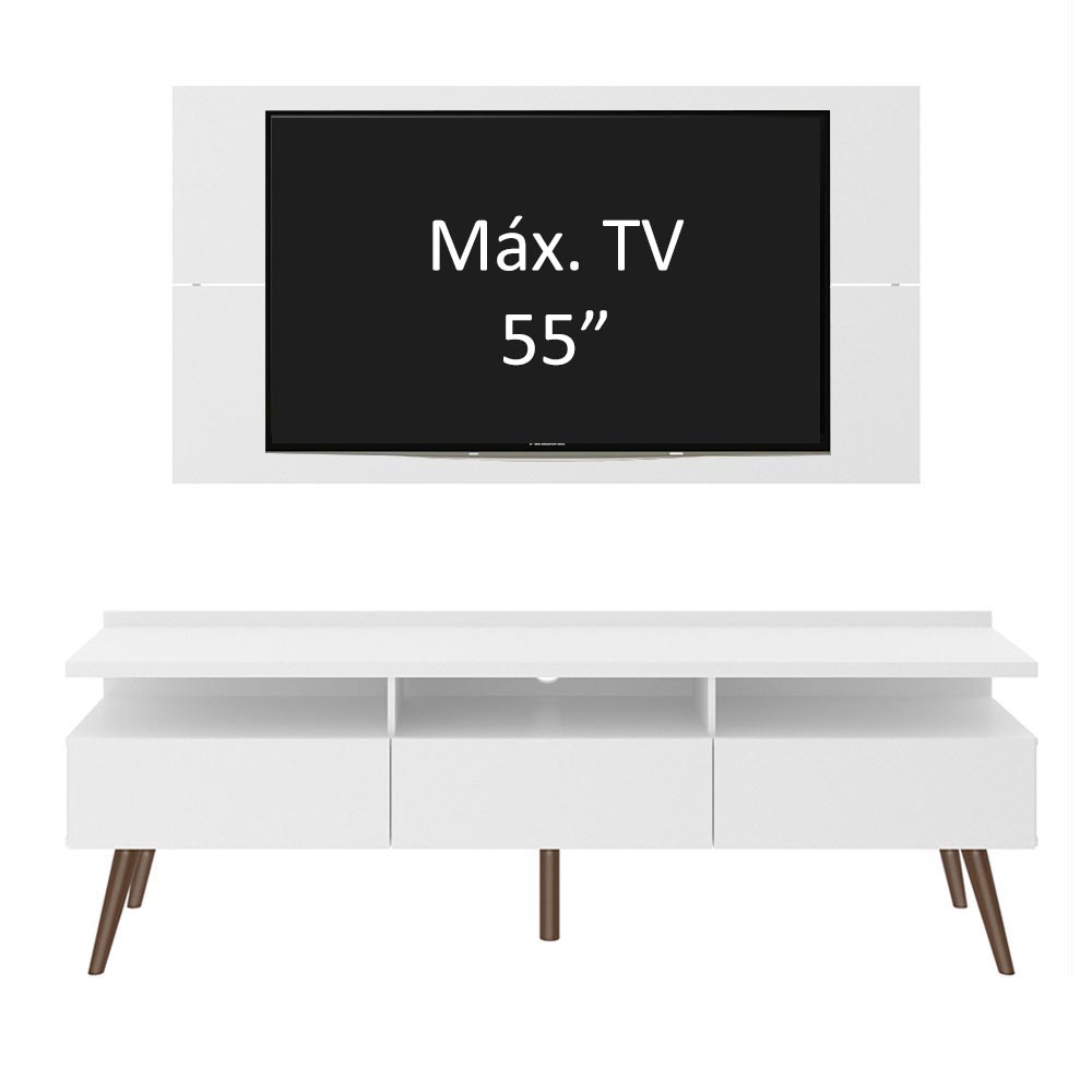 Rack para TV Madesa Londres con Panel de TV hasta 55 Pulgadas Blanco