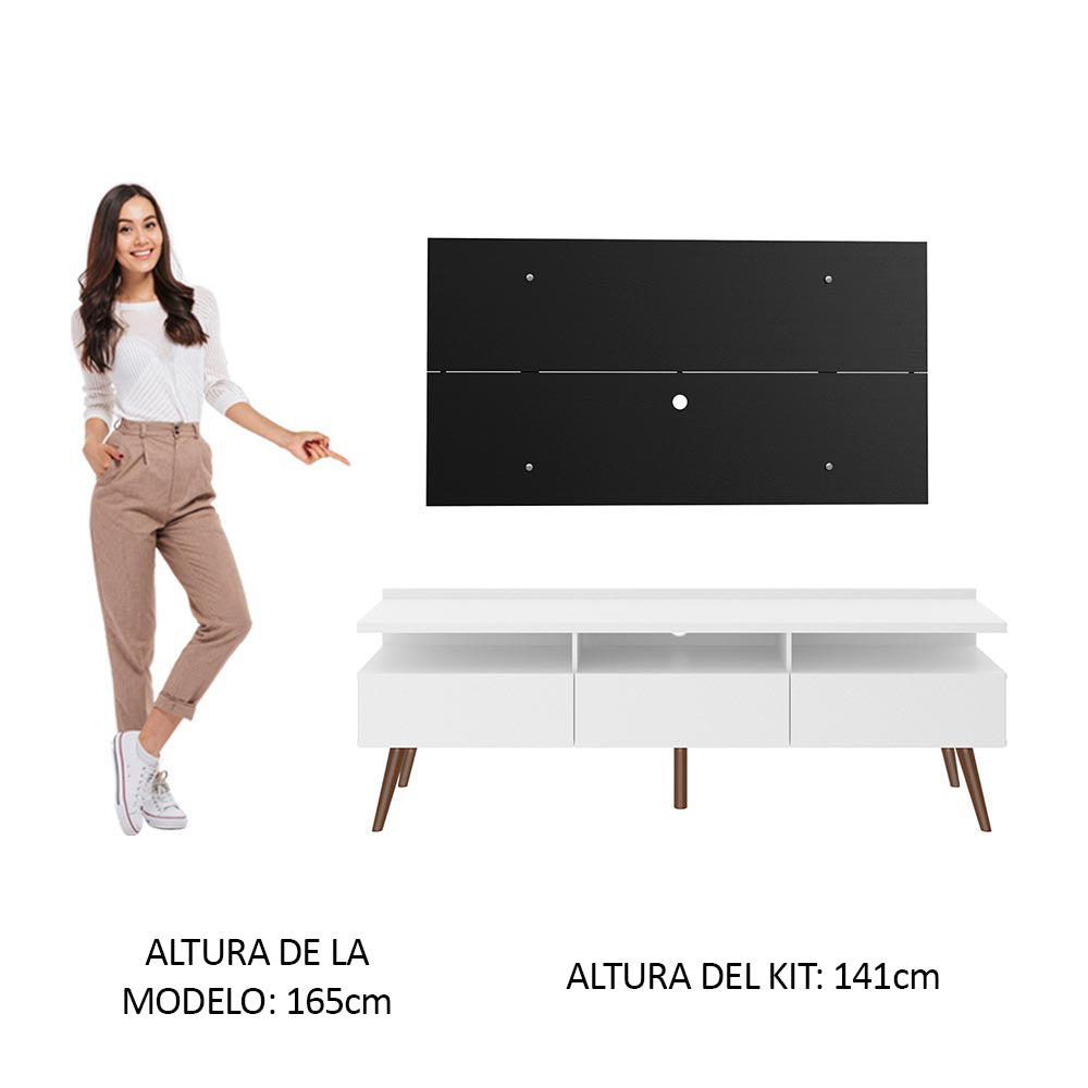 Rack Madesa Londres con Panel para TV hasta 55 Pulgadas Blanco/Negro
