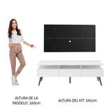 Rack Madesa Londres con Panel para TV hasta 55 Pulgadas Blanco/Negro
