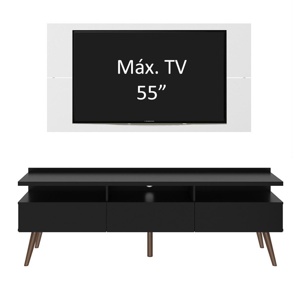 Rack para TV Madesa Londres con Panel de TV hasta 55 Pulgadas Negro/Blanco