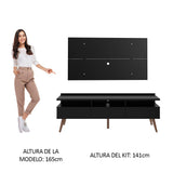 Rack Madesa Londres con Panel para TV hasta 55 Pulgadas Negro