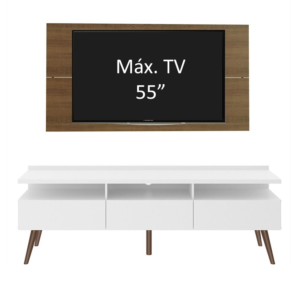 Rack para TV Madesa Londres con Panel de TV hasta 55 Pulgadas Blanco/Marrón