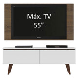 Rack con Panel de TV Le Mans hasta 55 pulgadas, 2 puertas, Blanco/Marrón