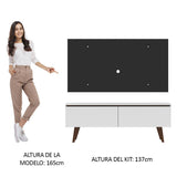 Rack Madesa Le Mans con Panel para TV hasta 55 Pulgadas 2 Puetas Blanco/Negro
