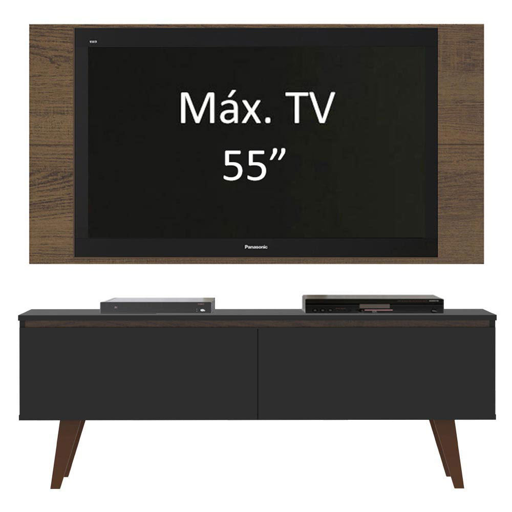 Rack para TV Madesa Le Mans con Panel de TV hasta 55 Pulgadas 2 Puertas Negro/Marrón