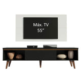 Rack para TV Madesa Reims con Panel de TV hasta 55 Pulgadas 2 Puertas e 1 Cajon Negro/Blanco