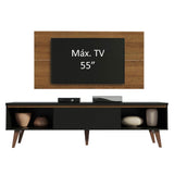 Rack para TV Madesa Reims con Panel de TV hasta 55 Pulgadas 2 Puertas e 1 Cajon Marrón/Negro