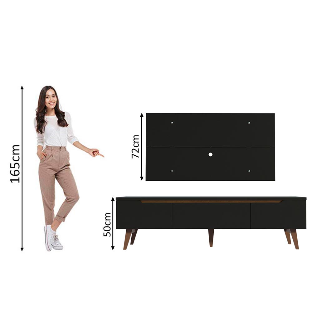 Rack Madesa Reims con Panel para TV hasta 55 Pulgadas 2 Puertas y 1 Cajón Negro