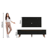 Rack Madesa Reims con Panel para TV hasta 55 Pulgadas 2 Puertas y 1 Cajón Negro