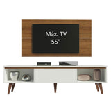 Rack para TV Madesa Reims con Panel de TV hasta 55 Pulgadas 2 Puertas e 1 Cajon Blanco/Marrón