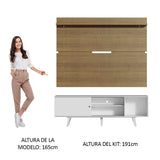 Rack Madesa Dubai con Panel para TV hasta 65 Pulgadas con Patas Blanco/Marrón