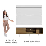 Rack Madesa Dubai con Panel para TV hasta 65 Pulgadas con Patas Marrón/Blanco