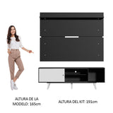 Rack Madesa Dubai con Panel para TV hasta 65 Pulgadas con Patas Negro/Blanco