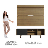 Rack Madesa Dubai con Panel para TV hasta 65 Pulgadas con Patas Marrón/Negro