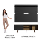 Rack Madesa Dubai con Panel para TV hasta 65 Pulgadas con Patas Marrón/Negro
