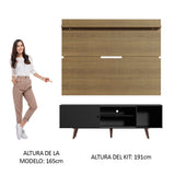 Rack Madesa Dubai con Panel para TV hasta 65 Pulgadas con Patas Negro/Marrón