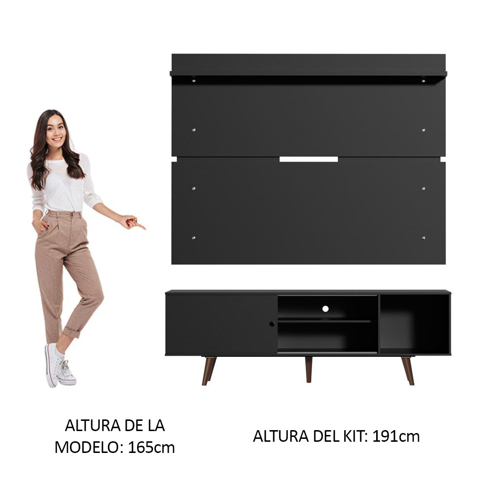 Rack Madesa Dubai con Panel para TV hasta 65 Pulgadas con Patas Negro/Marrón