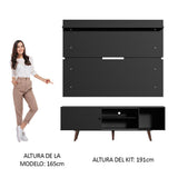 Rack Madesa Dubai con Panel para TV hasta 65 Pulgadas con Patas Negro/Marrón