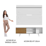 Rack Madesa Dubai con Panel para TV hasta 65 Pulgadas con Patas Blanco/Marrón