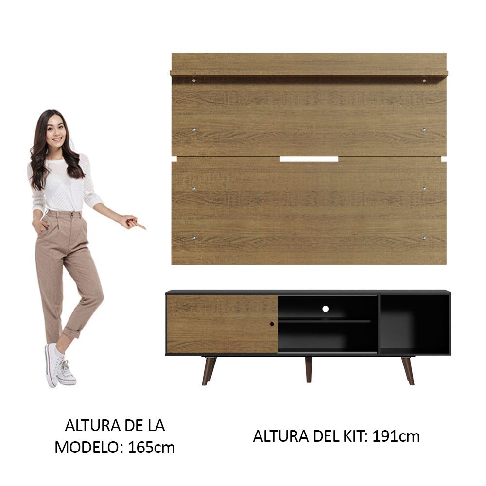 Rack Madesa Dubai con Panel para TV hasta 65 Pulgadas con Patas Negro/Marrón