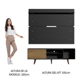Rack Madesa Dubai con Panel para TV hasta 65 Pulgadas con Patas Negro/Marrón