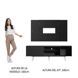 Rack Madesa Dubai con Patas y Panel para TV hasta 58 Pulgadas Negro/Negro