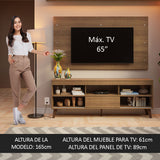Rack con Panel para TV hasta 65 Pulgadas con Patas Marrón Texas Madesa