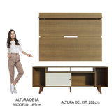 Rack Madesa Cancun con Patas y Panel para TV hasta 65 Pulgadas Marrón/Blanco